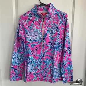 Lilly Pulitzer pink/blue quarter zip, size M!